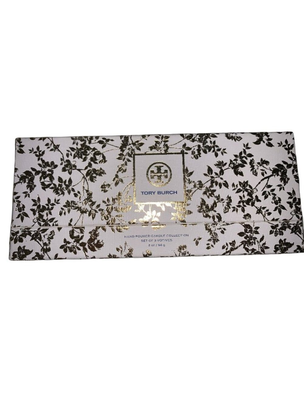 Tory Burch Empty Box from Candle Set 8 x 3.5 x 3.5  White Gold Floral Glam.
